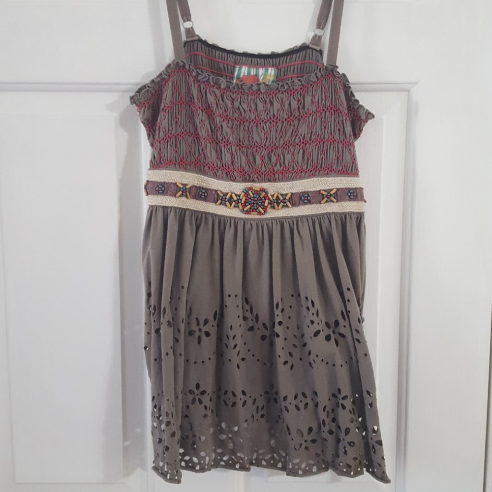 Free People Sage Tank Top w/ Beading, Medium